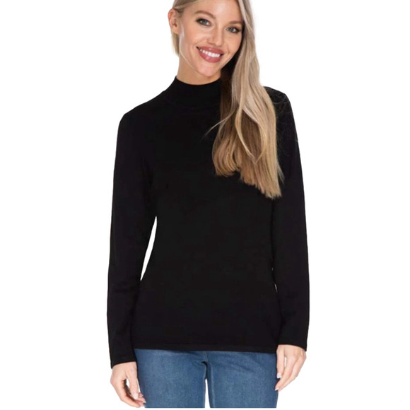 Renuar Tops - Renuar black mock neck long sleeve top size L NWT